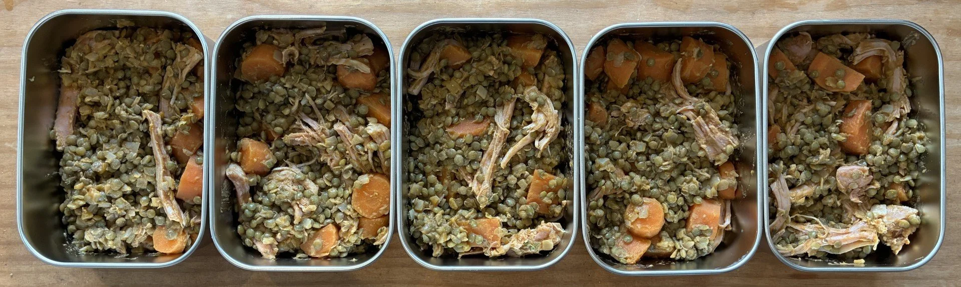 meal prep lentils ham carrots