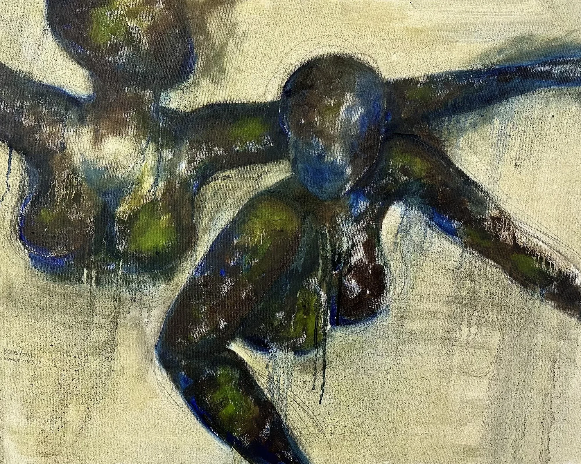 Crocodiles, 2023
205cm x 155cm
Oil, graphite and solvent on canvas
