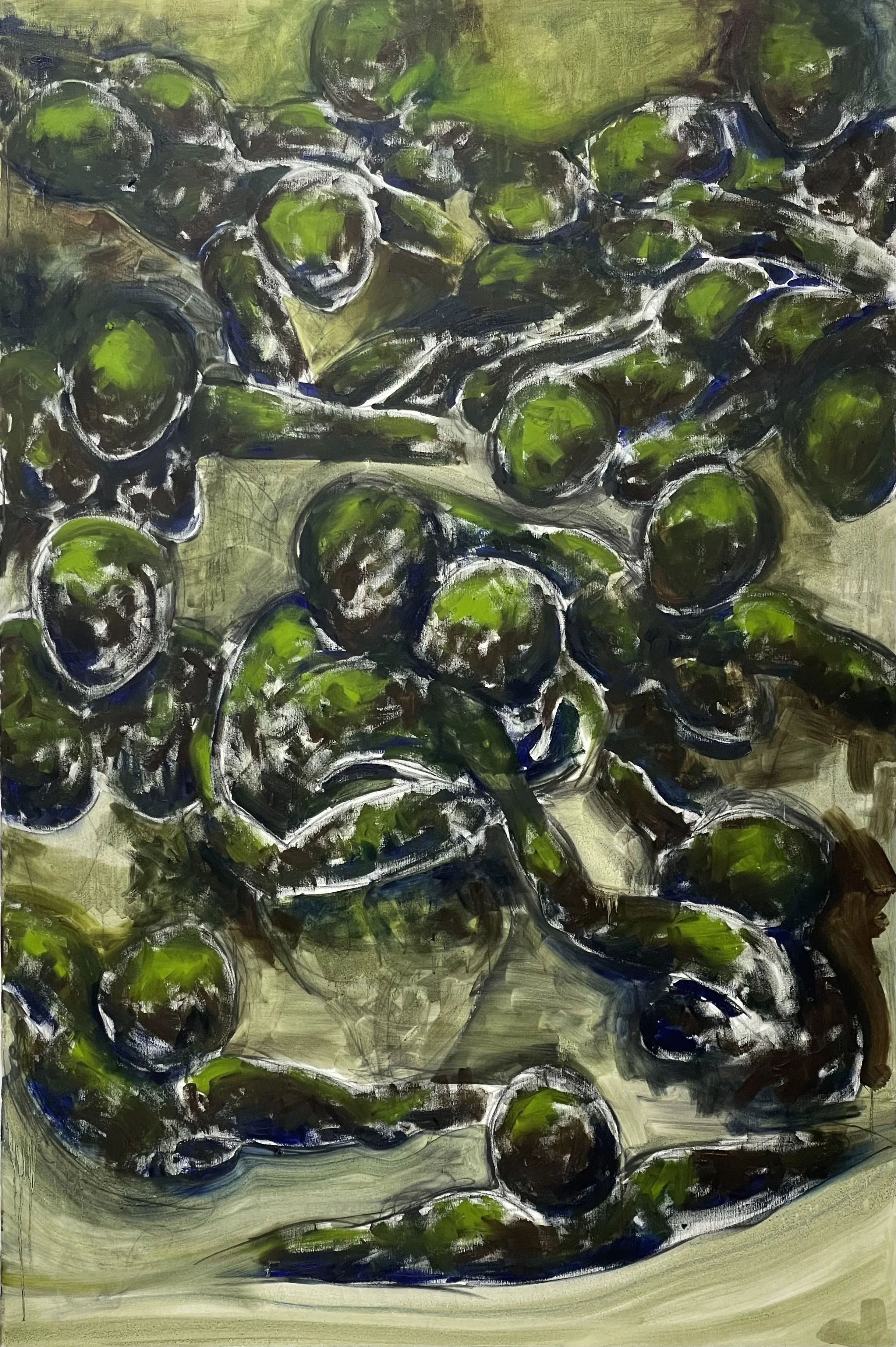tread lightly, 2023
100cm x 150cm
Oil, charcoal and solvent on canvas