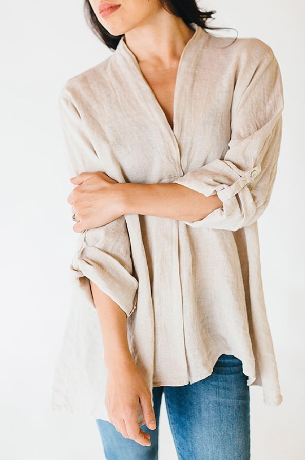 LINEN&nbsp;V-NECK&nbsp;
