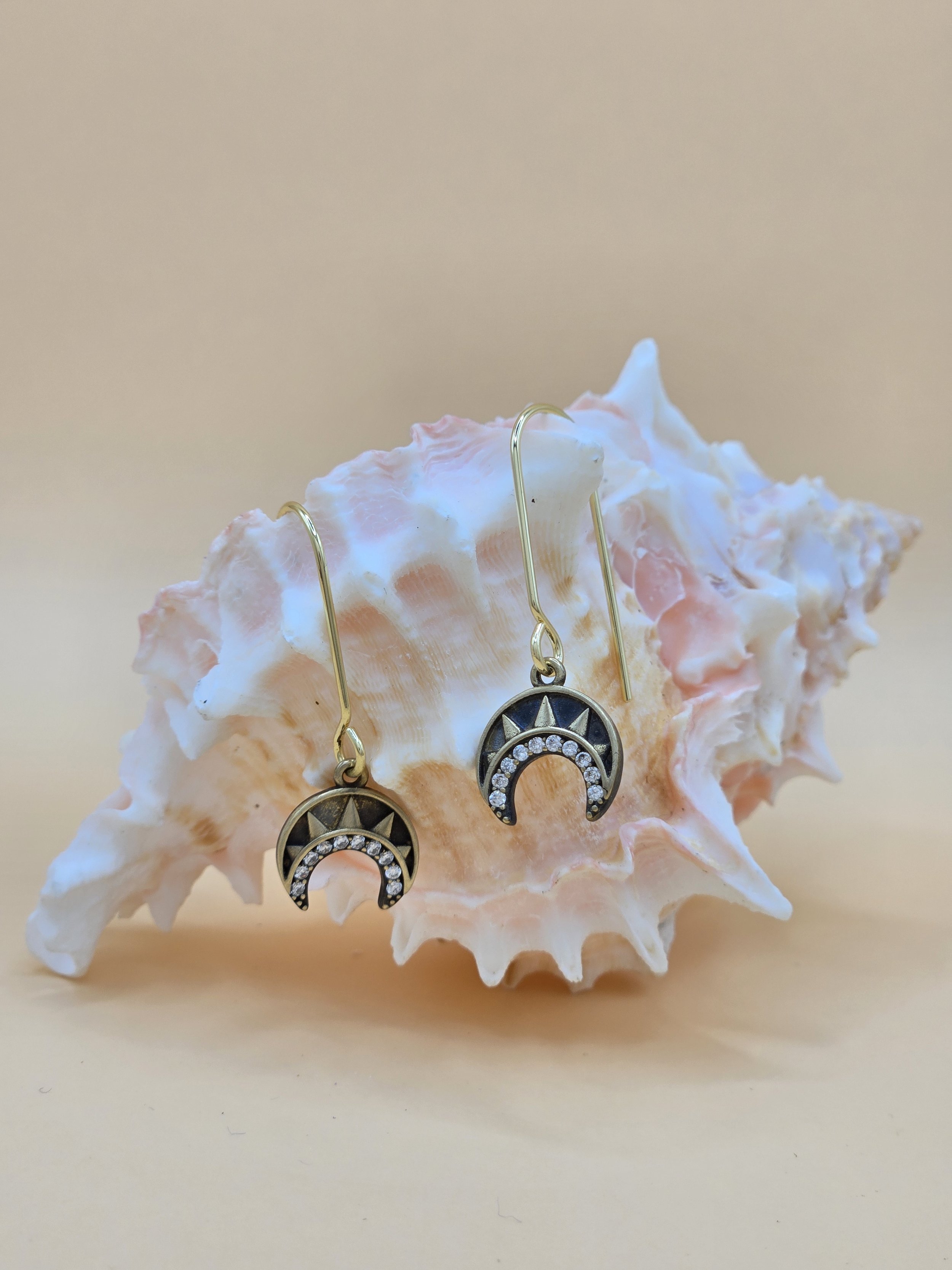 Art Deco Moon Earrings by KBD Studio