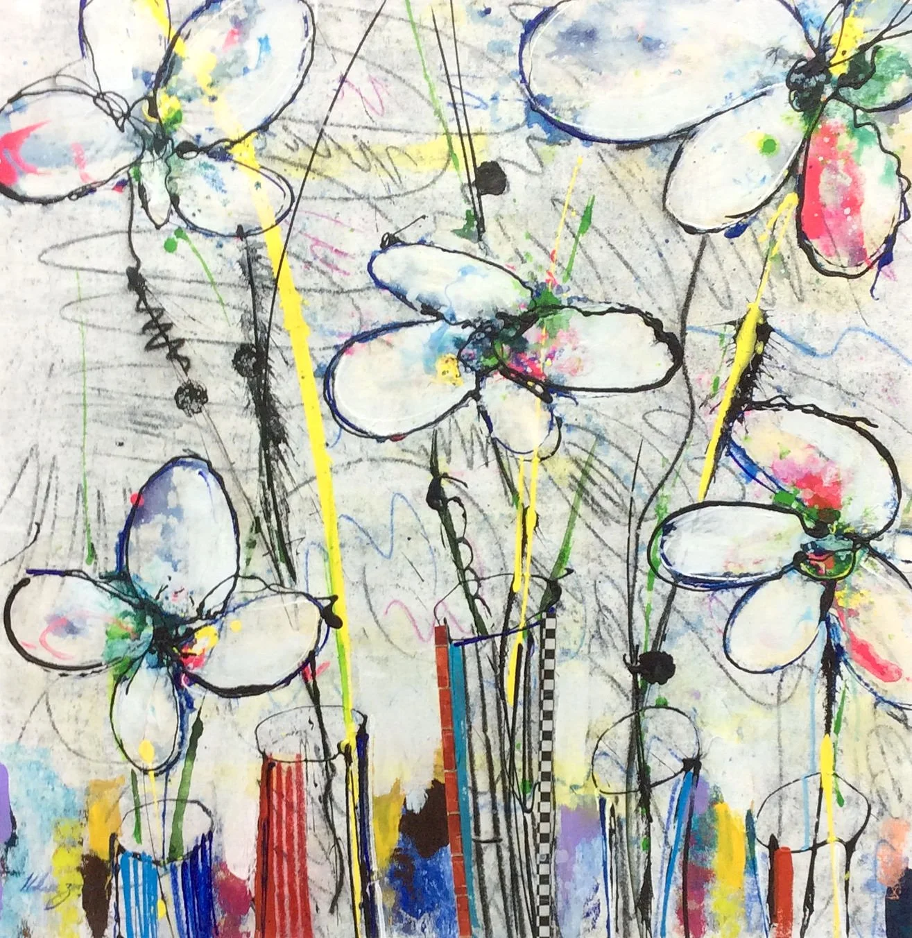 "Fluers Abstraction" by Helen Zarin 30" x 30"