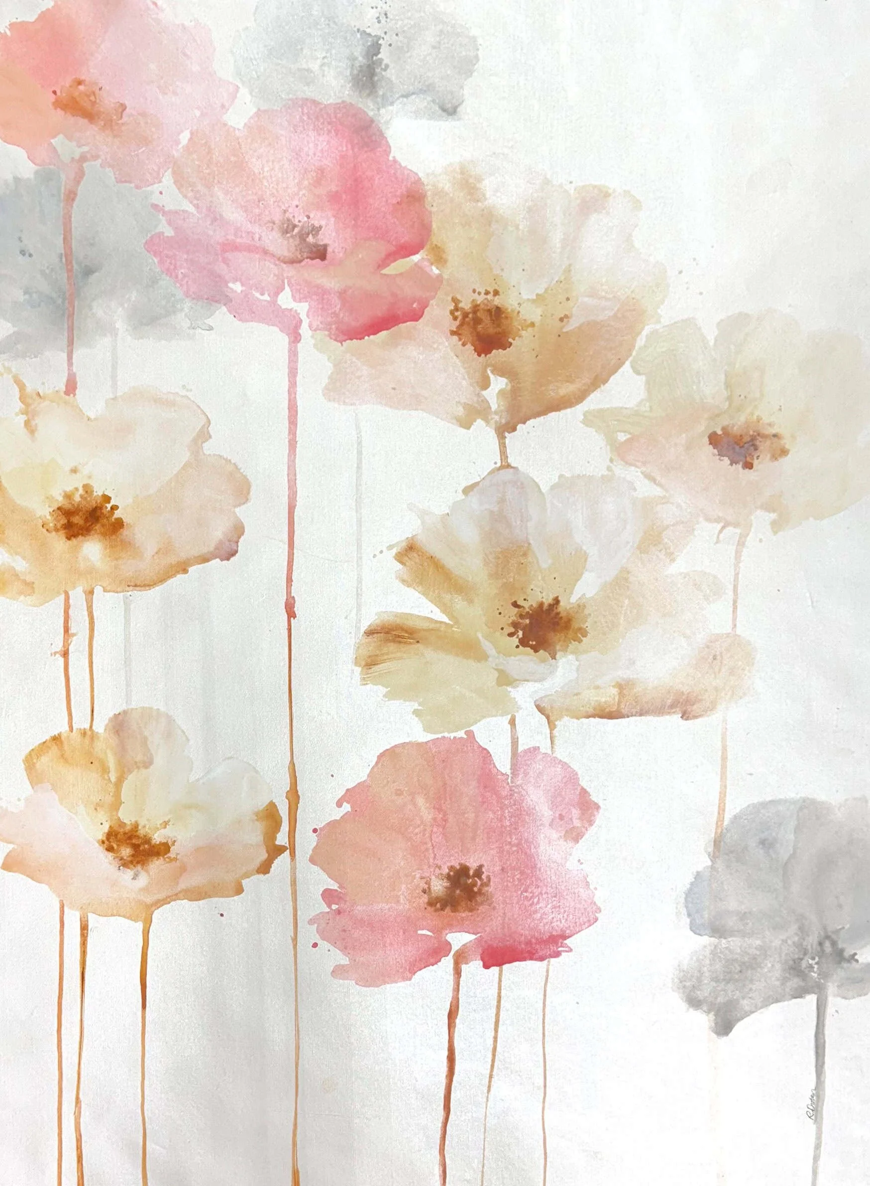 “Happy Standing Poppies” by Rikki Drotar, size 38″ x 50″