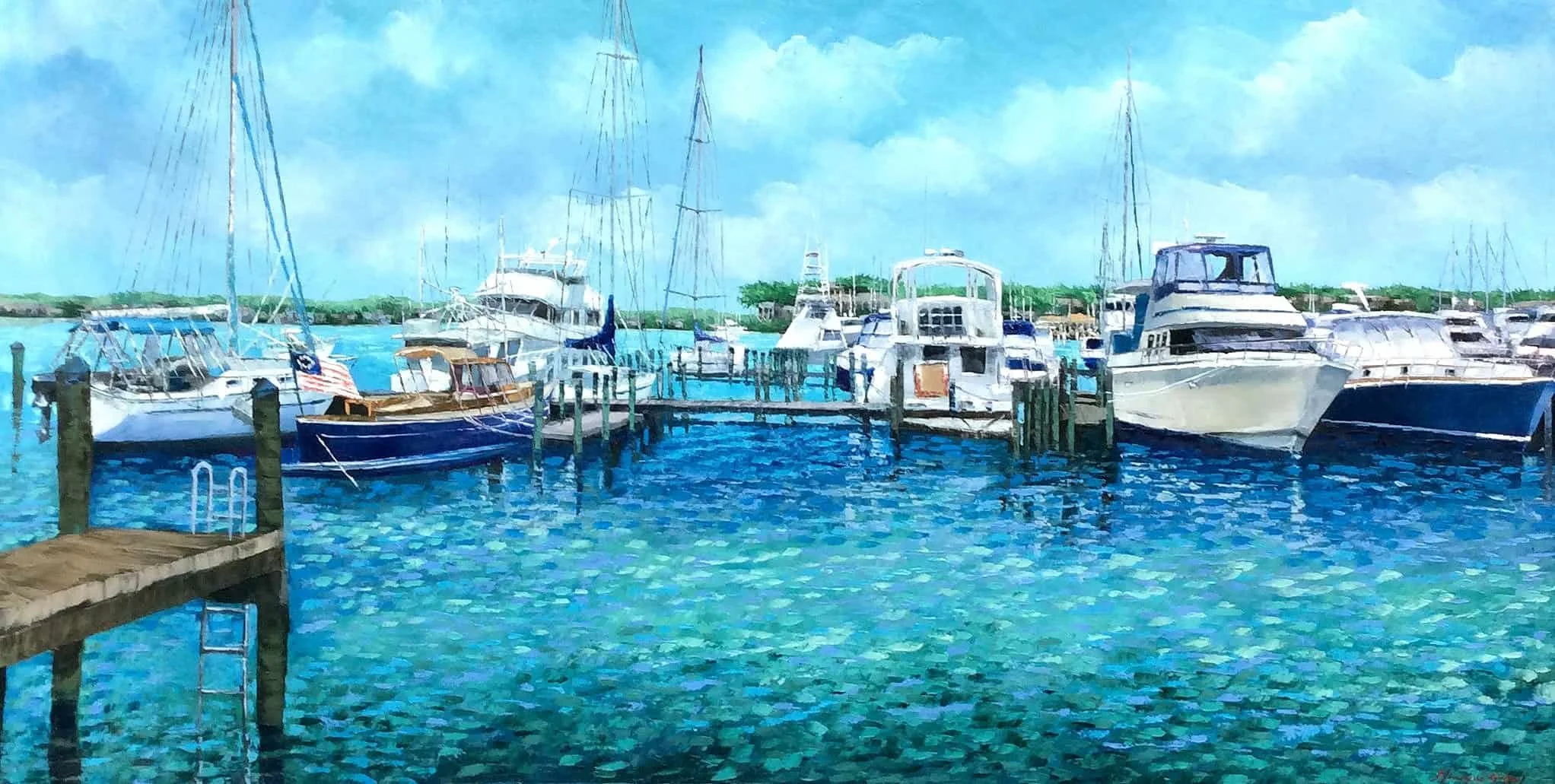 “Naples Marina” by Mauricio Garay, size 72" × 36″