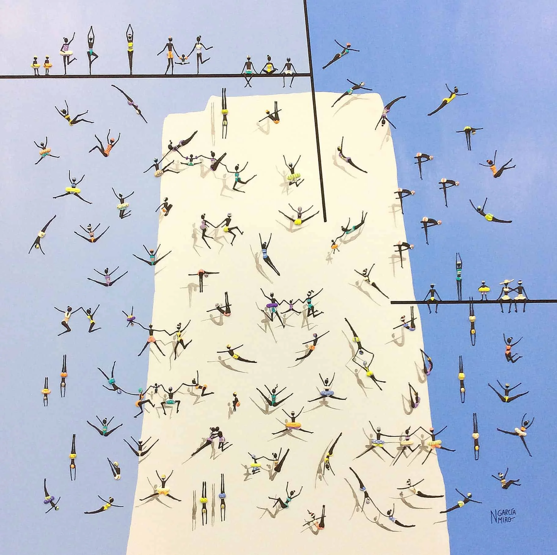 “Jumps ll” by Nuria, Garcia Miro, size 40″ x 40″