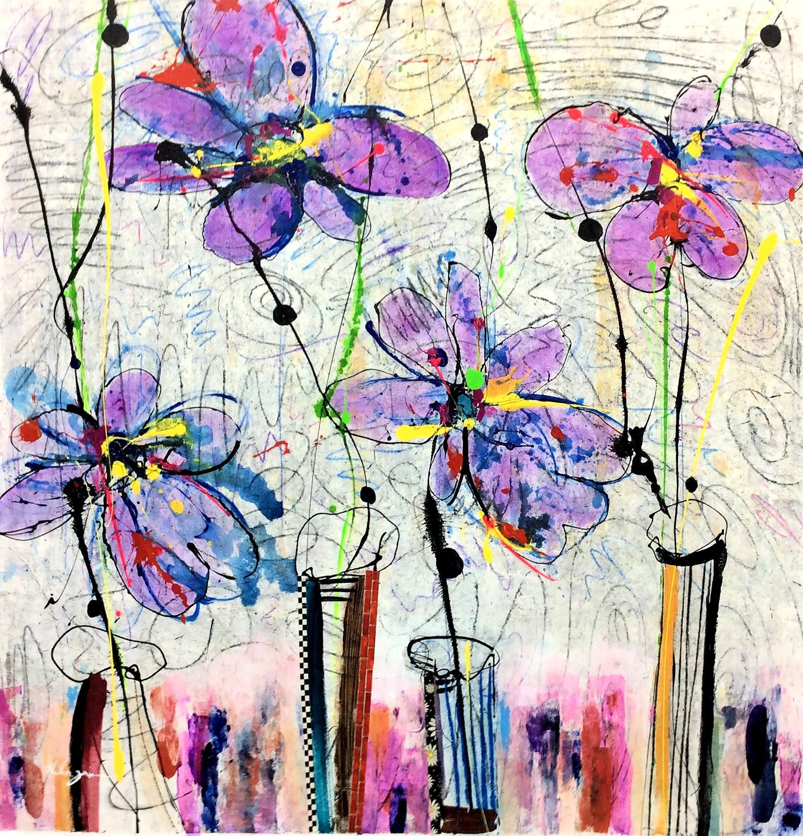 "Fluers Abstracto" by Helen Zarin 50" x 50"