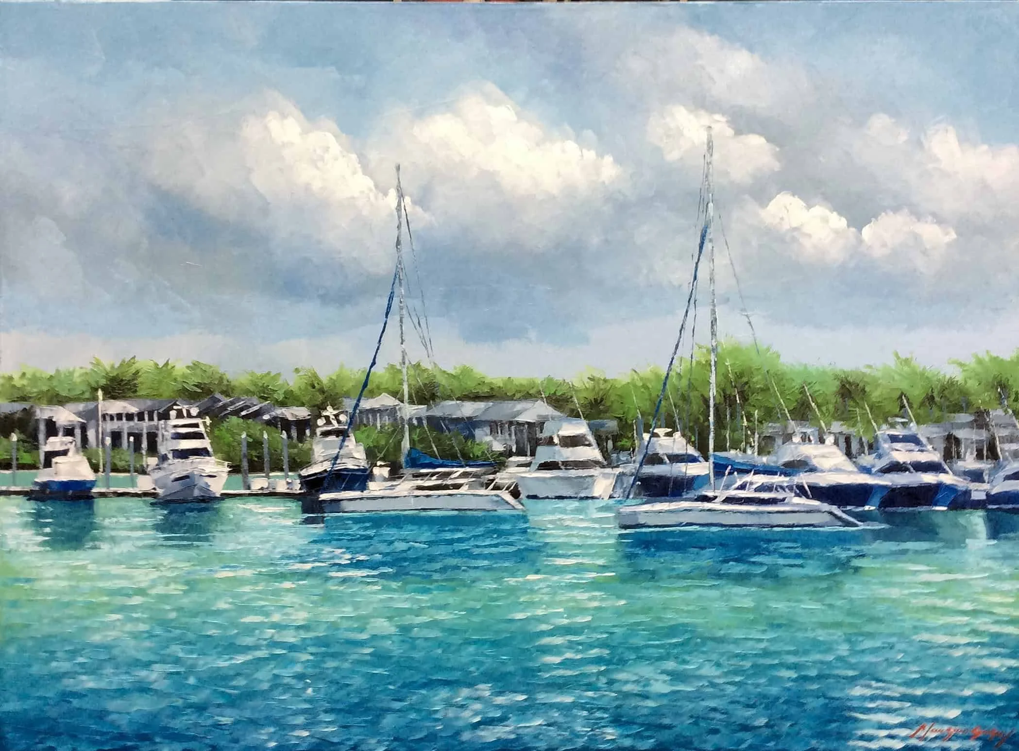 “Naples Marina” by Mauricio Garay, size 40" × 30″