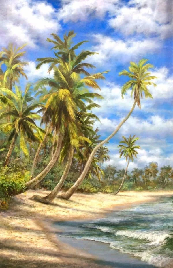 “Palm Tree Beach” by Paul Wren, size 48" x 72"