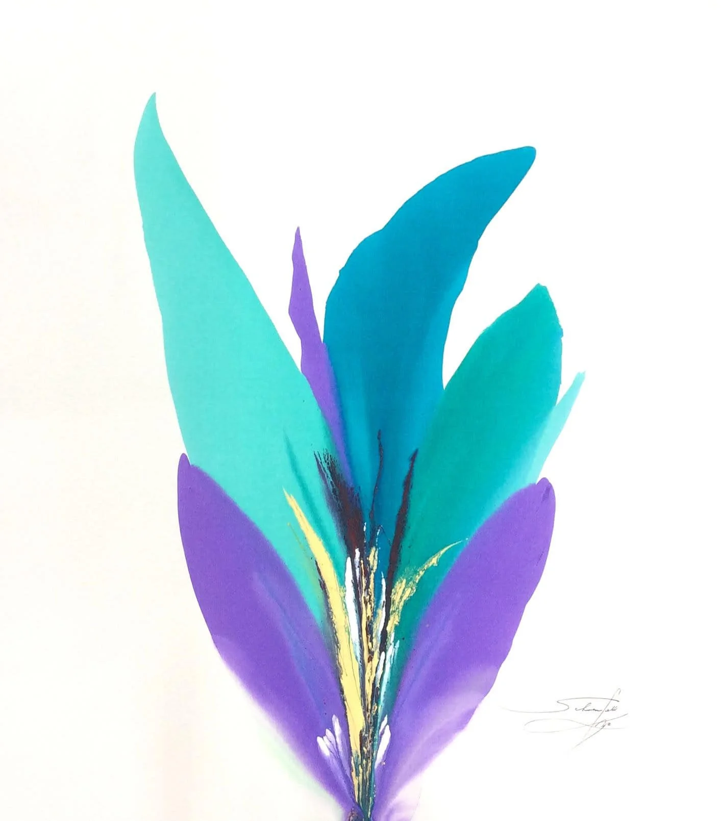 “Rio De Colores – Teal/Purple” by Robert Schoenfeld, size 48" × 60"