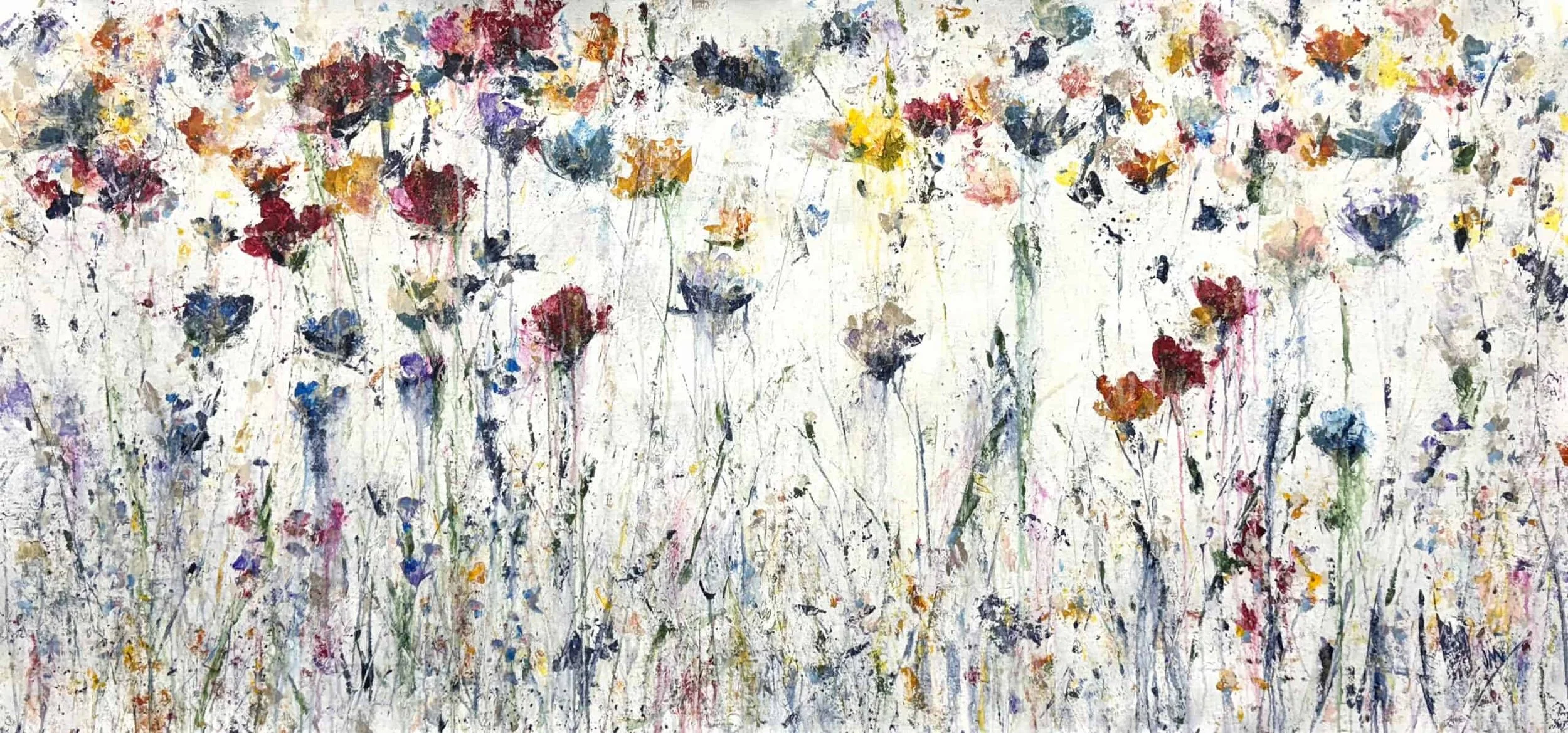 “Combust the Floral I” by Jodi Maas, size 30″ x 66″
