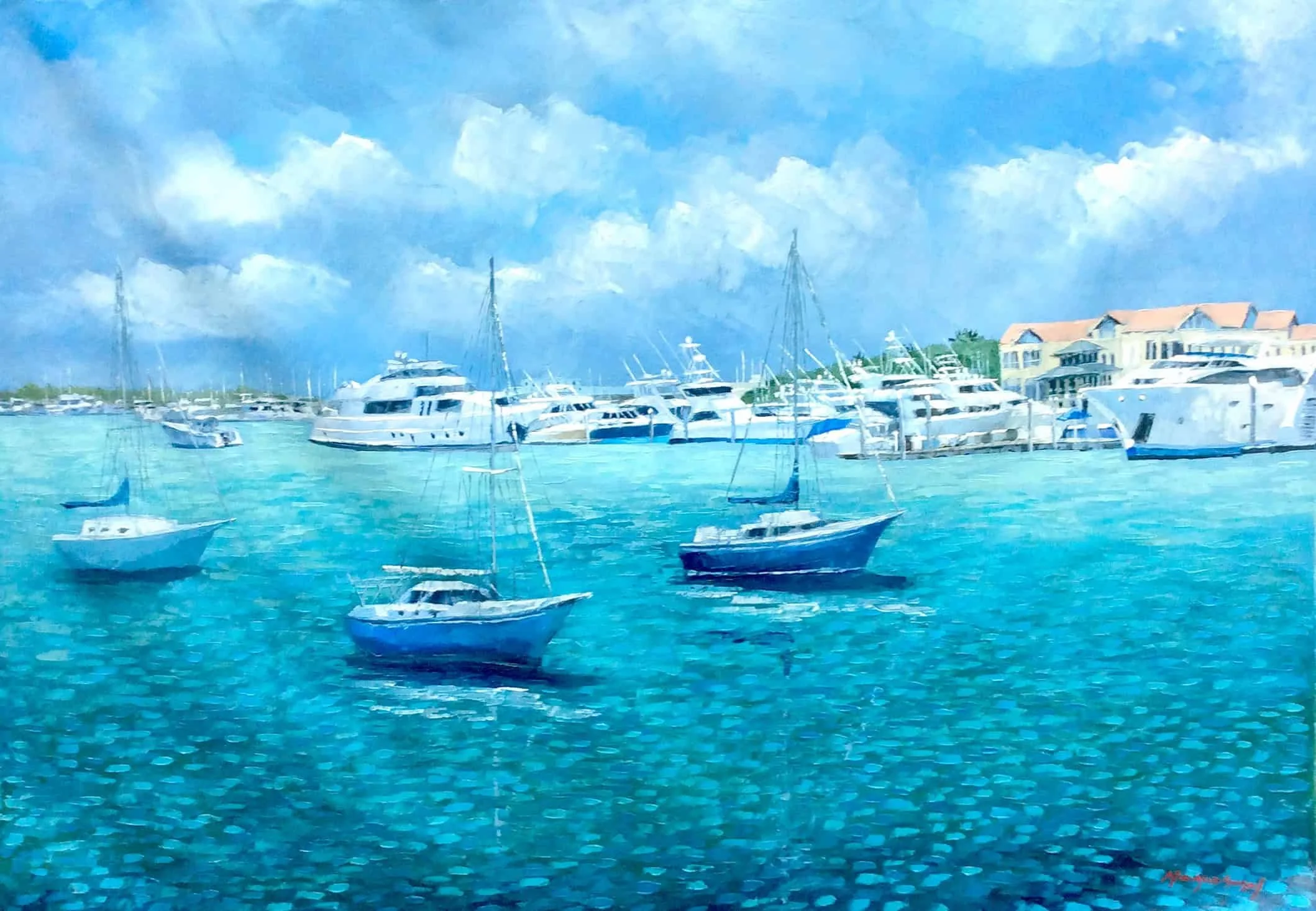 “Naples Marina” by Mauricio Garay, size 60" × 40″