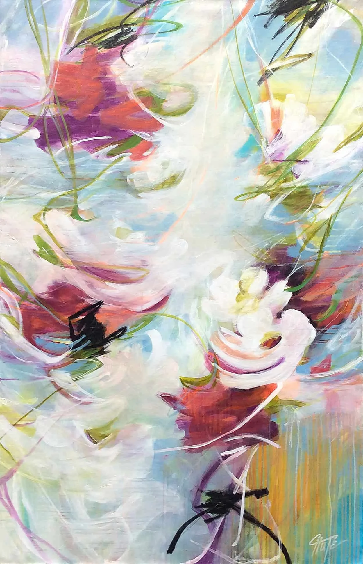 “Floral Elements” by Patricia Chute, size 40" × 60″