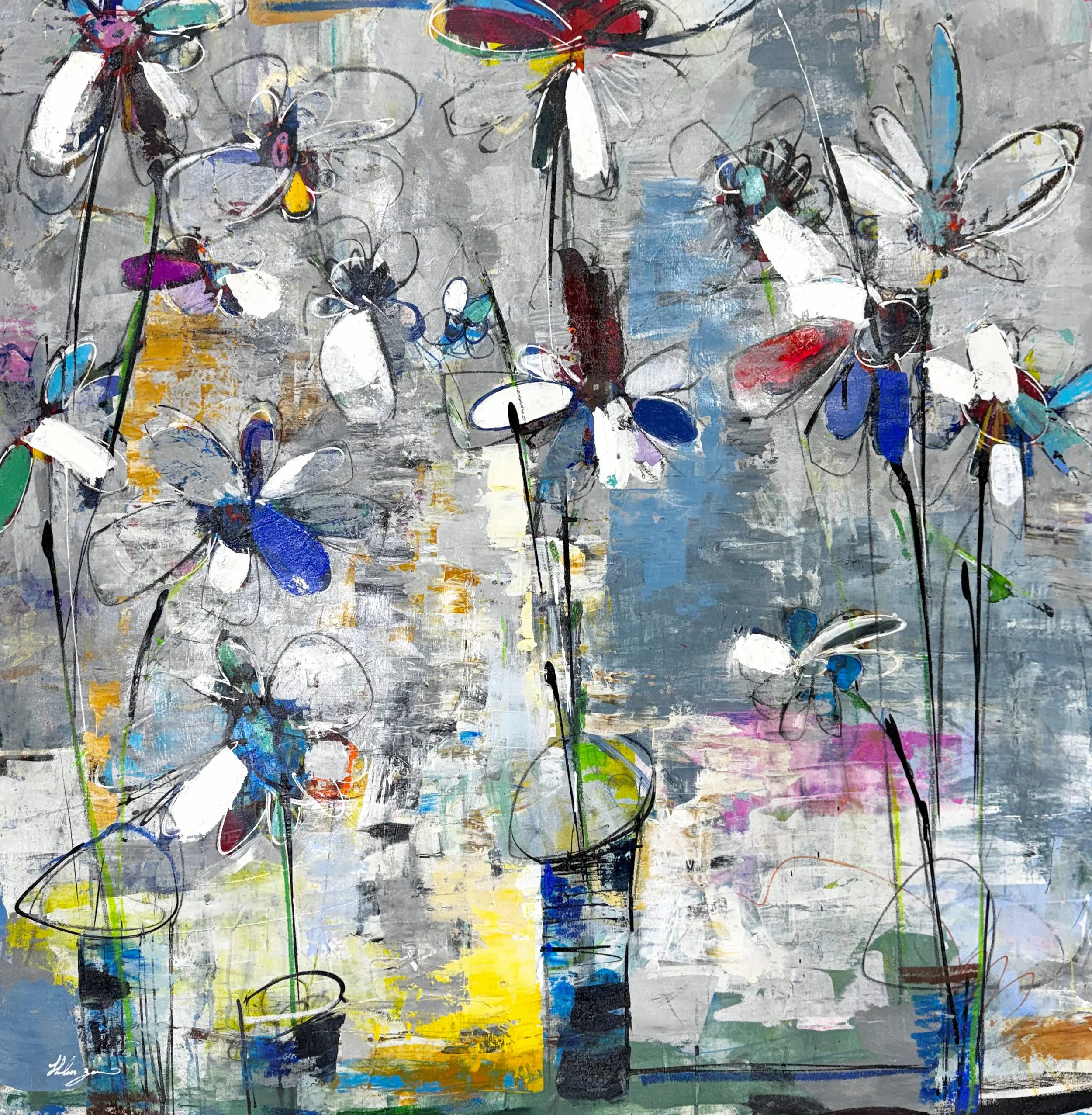 "Fluers Abstracto XXXV" by Helen Zarin 50"x 50"