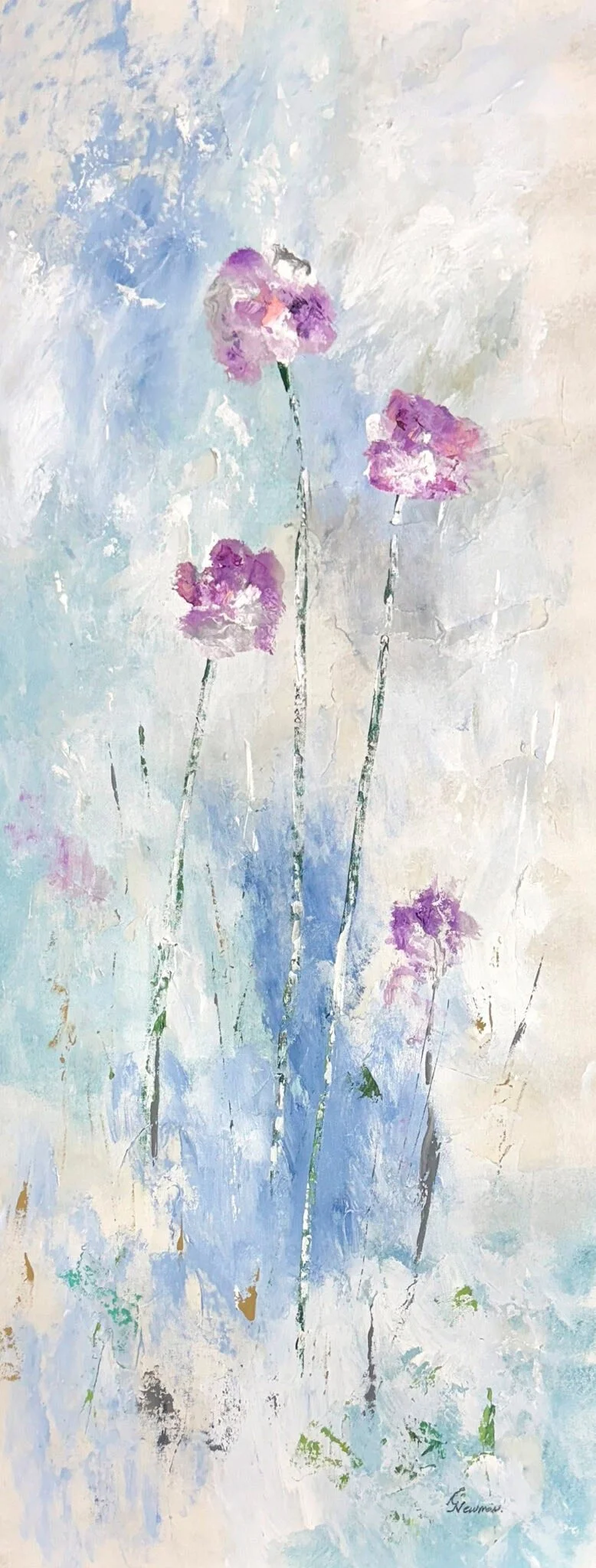 “Fuchsia Dream l” by Gudrun Newman, size 15″ x 40″