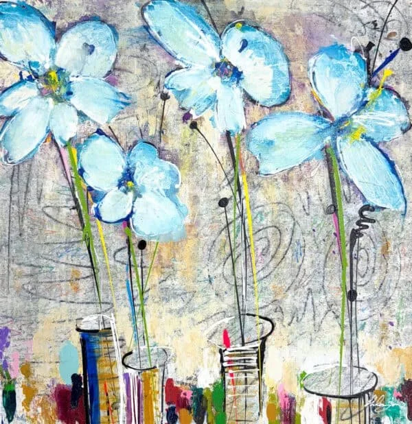 “Fleurs Abstracto XCI” by Helen Zarin, size 30″ x 30″