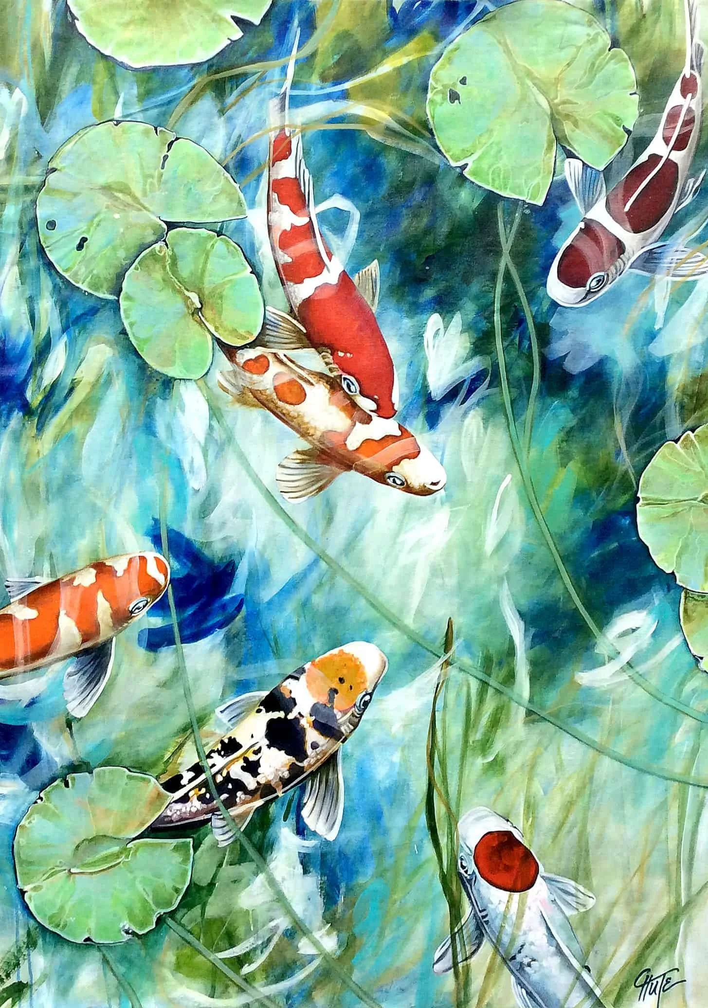 “Joyful Koi” by Patricia Chute, size 50" × 68″