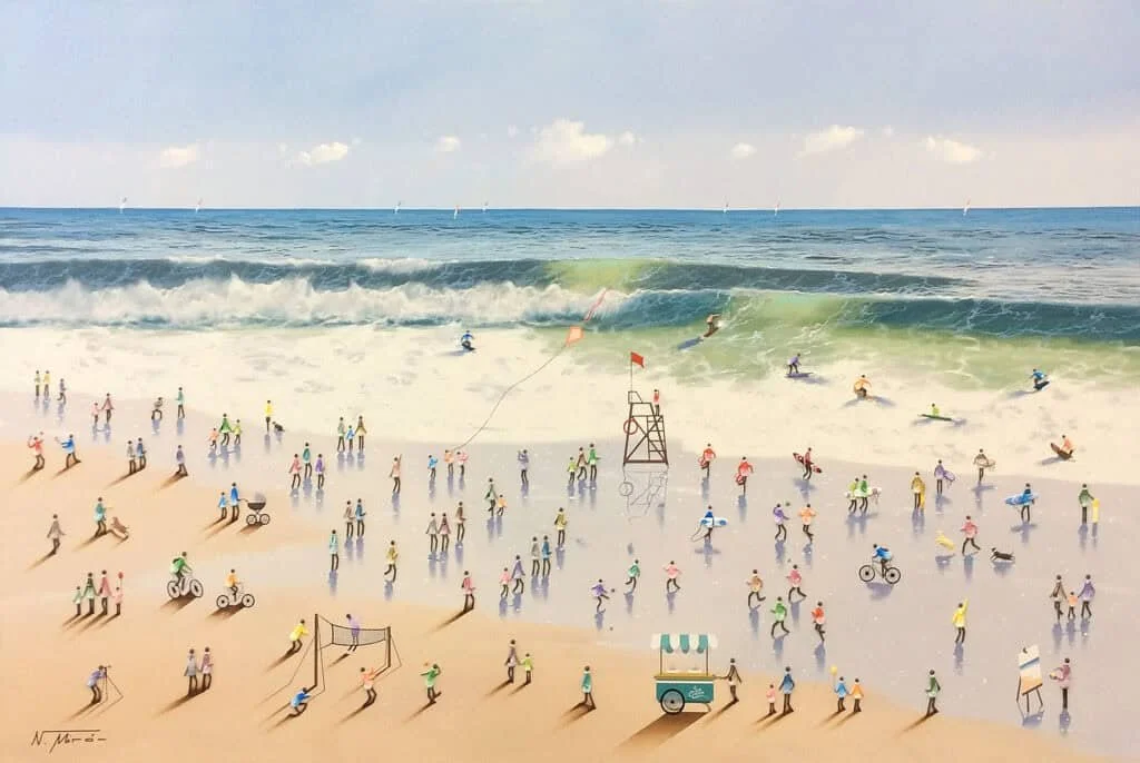 “Beach People” by Nuria Miro, size 47″ x 31.5″