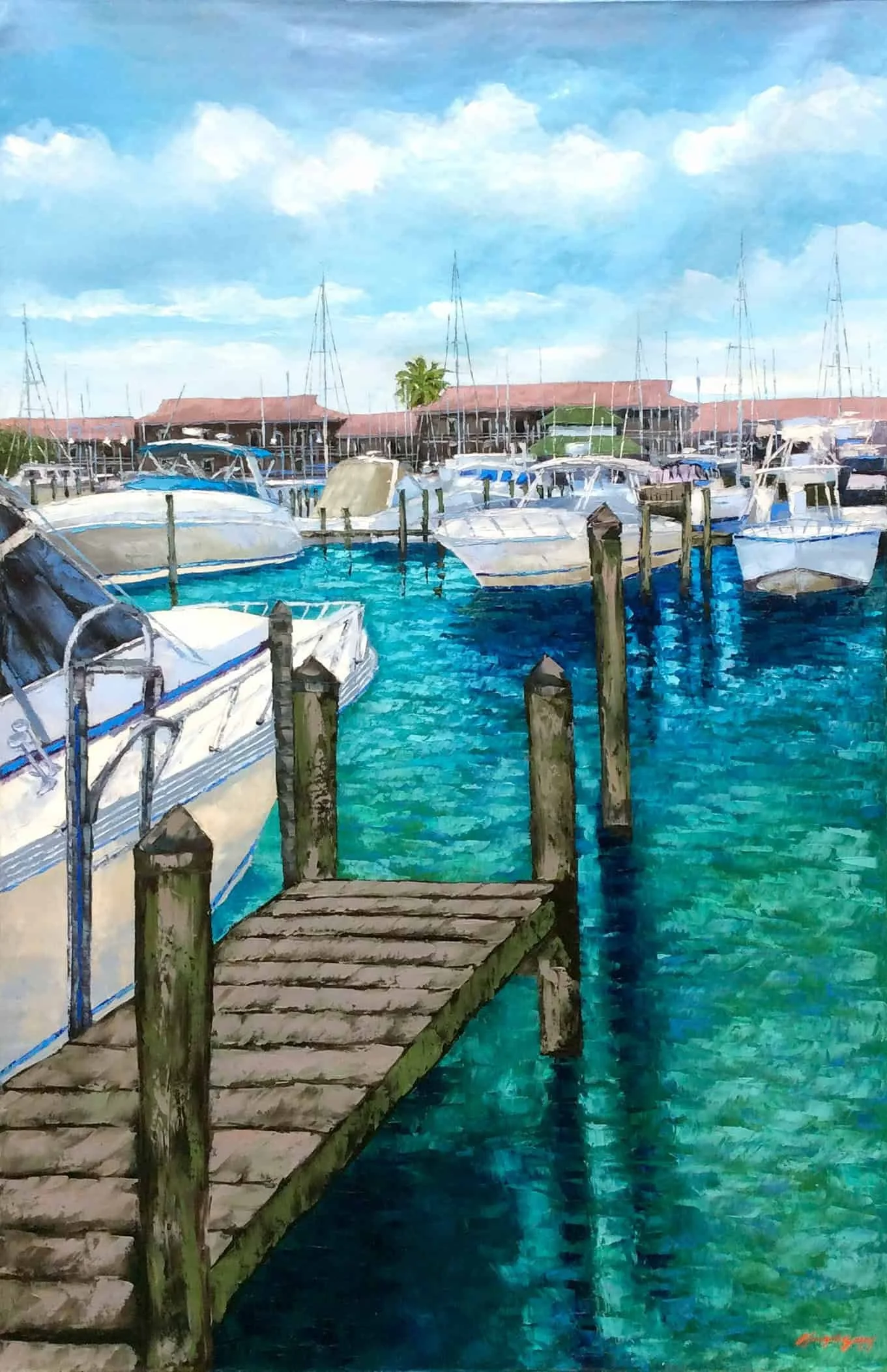 “Naples Marina” by Mauricio Garay, size 40" x 60″