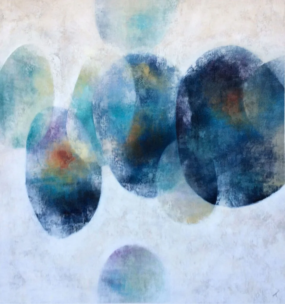 “Rocks in the Water” by Akiyama, 50″ x 50″