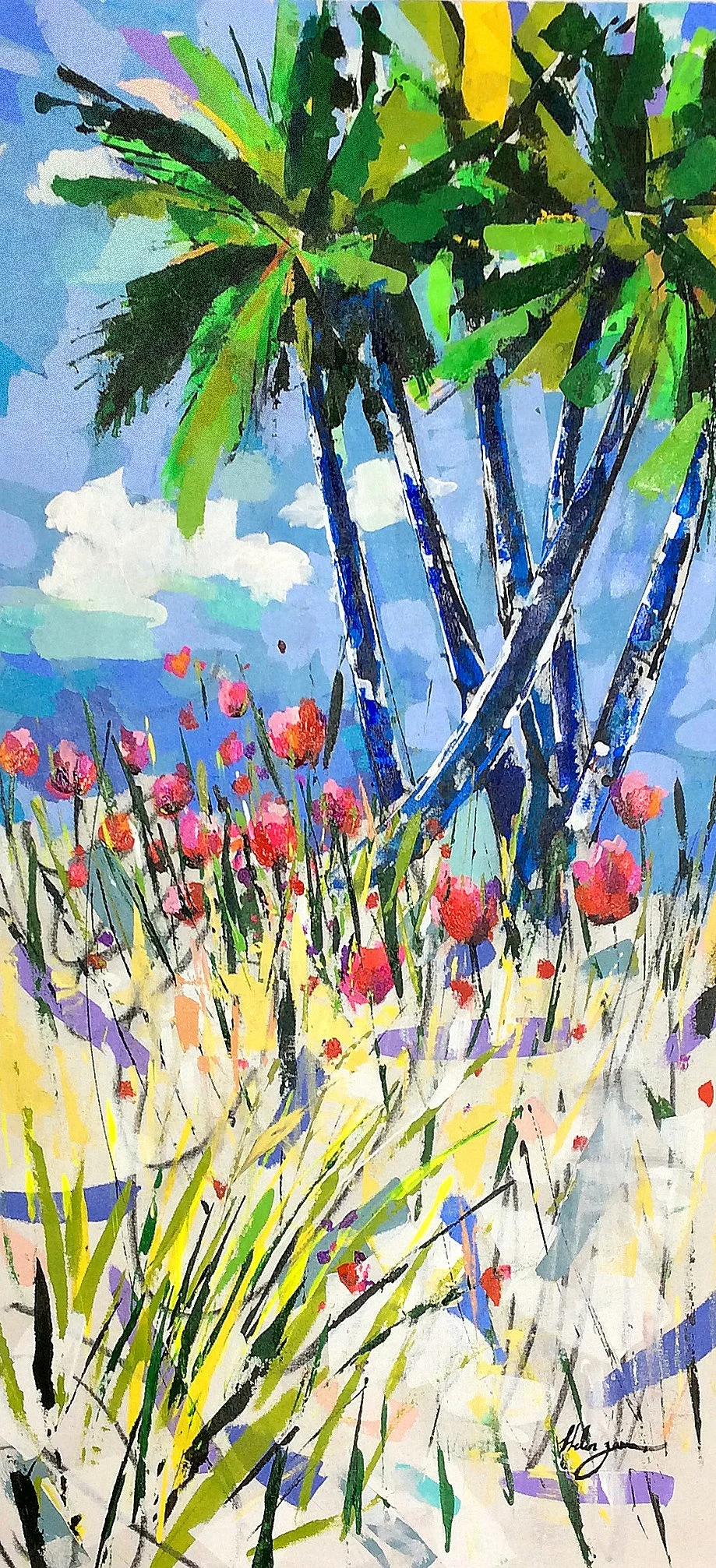 "Arboreal Palms I" by Helen Zarin 24" x 48"