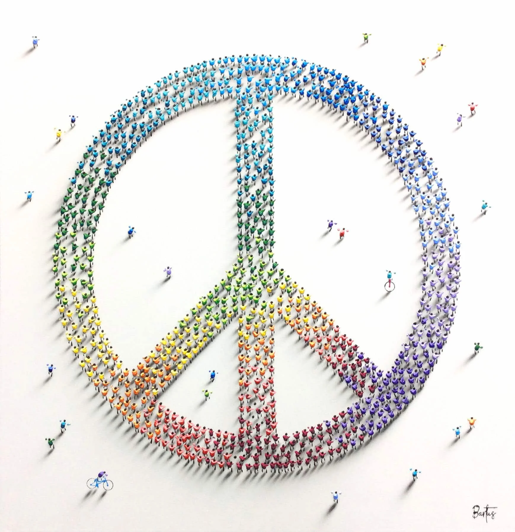 “Peace II” by Bartus, size 40" x 40"