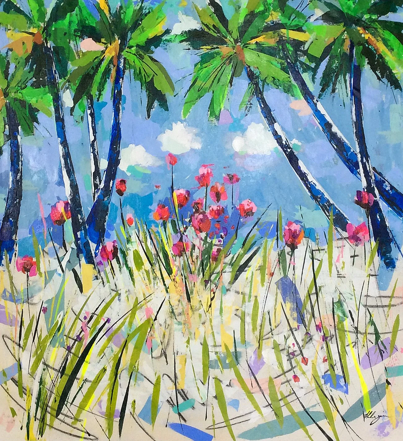 "Arboreal Palms" by Helen Zarin 40" x 40"