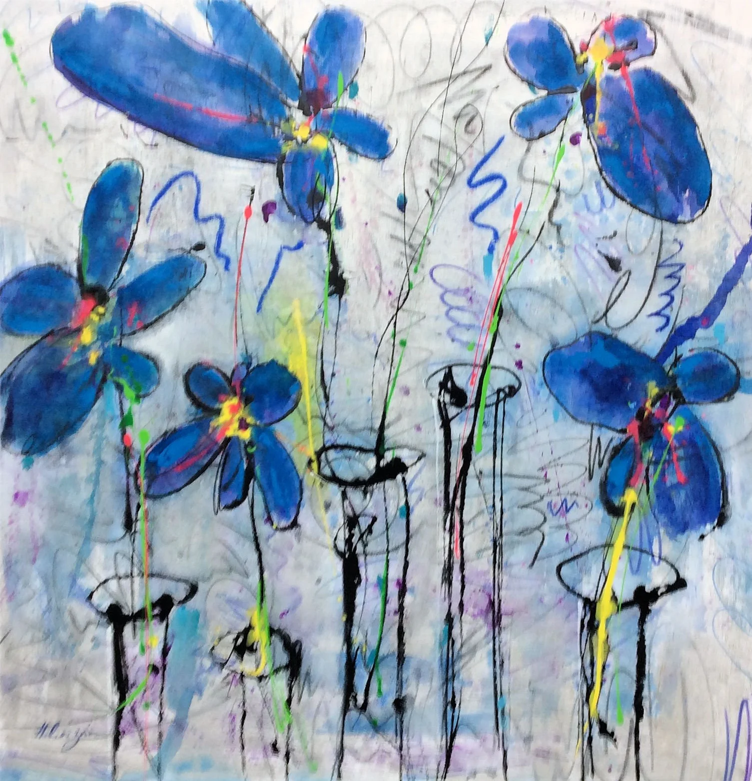 "Fluers Abstracto" by Helen Zarin 40" x40"