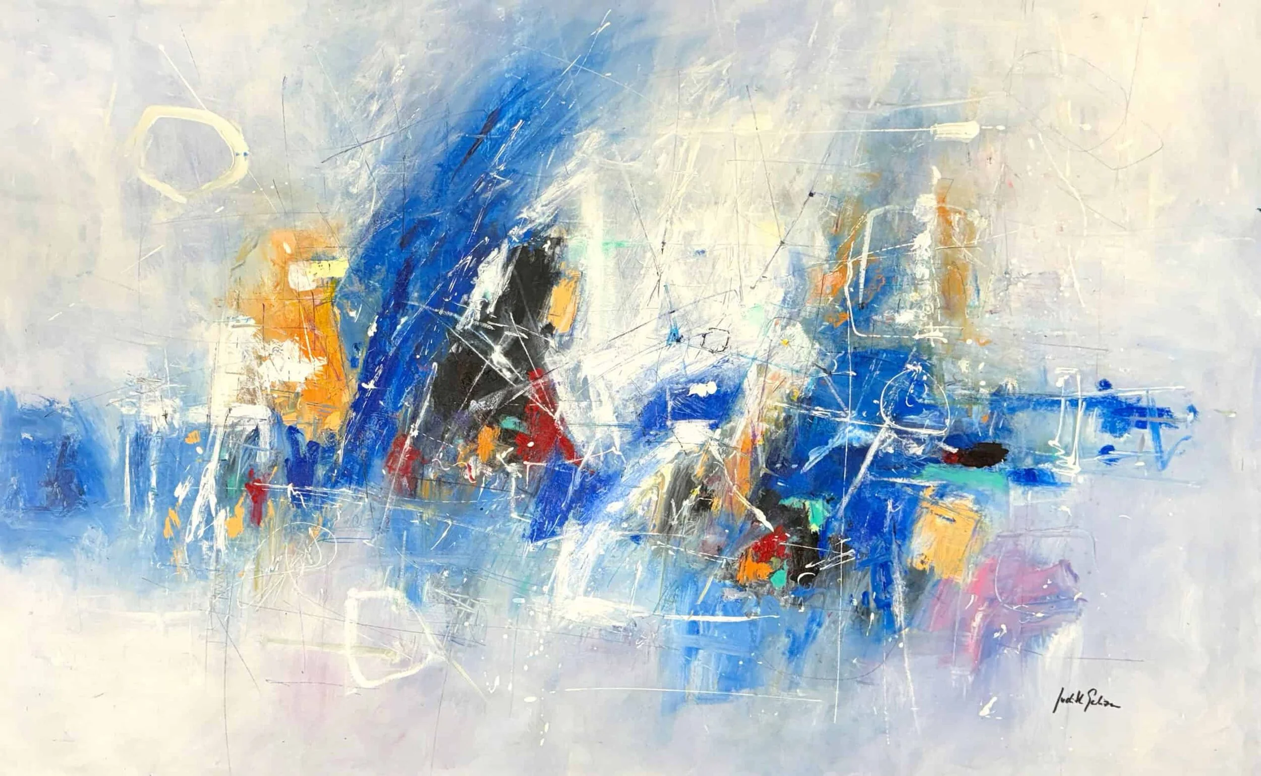 “Blue Escape” by Judith Galiza, size 72" × 50″