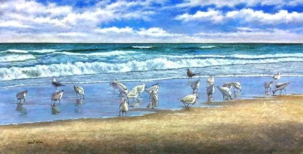 “Sandpiper Beach” by Paul Wren, size 72" x 36"