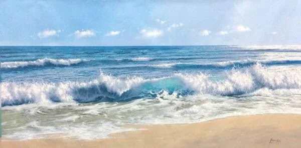 “Shoreline Waves” by Soler, size 72″ x 36″