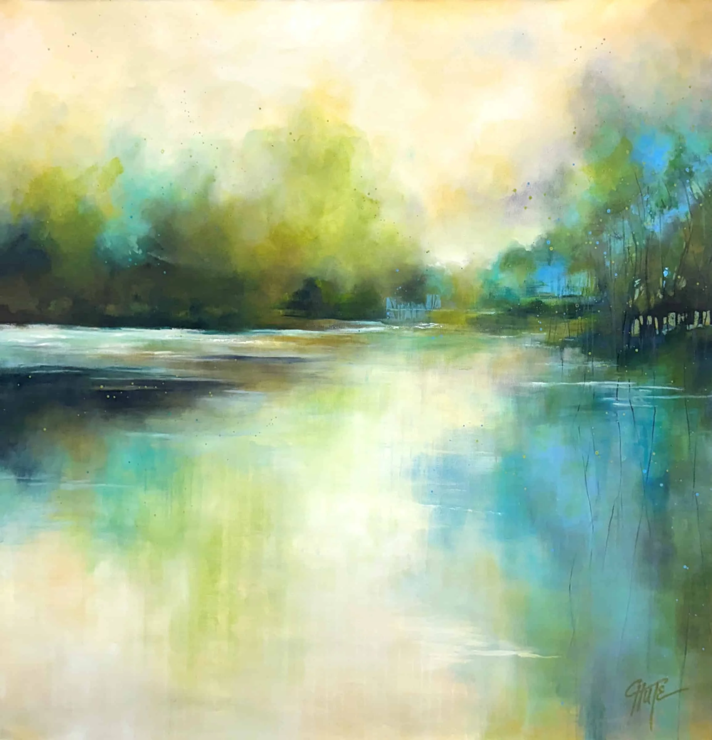 “Water Landscape” by Patricia Chute, size 48" × 48"