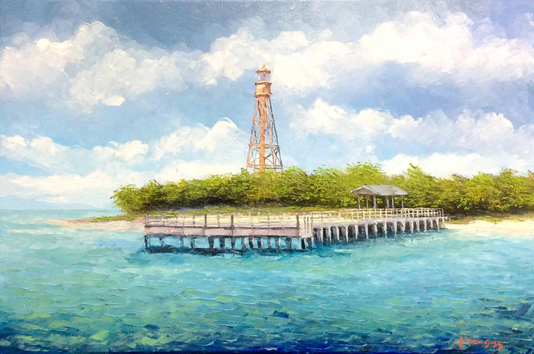 “Sanibel Lighthouse” by Mauricio Garay, size 36" x 24″