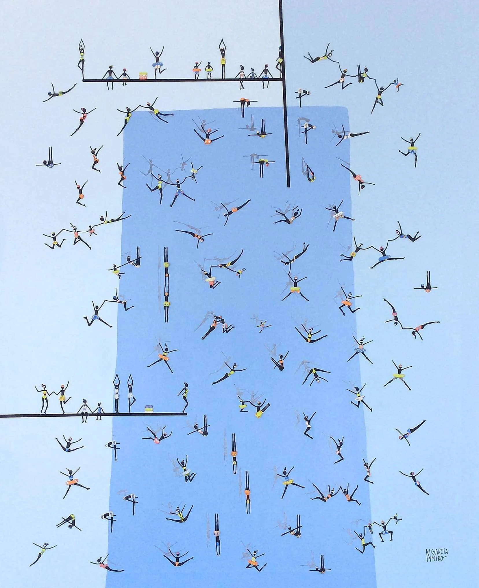 “Jumps lll” by Nuria, Garcia Miro, size 36″ x 43″
