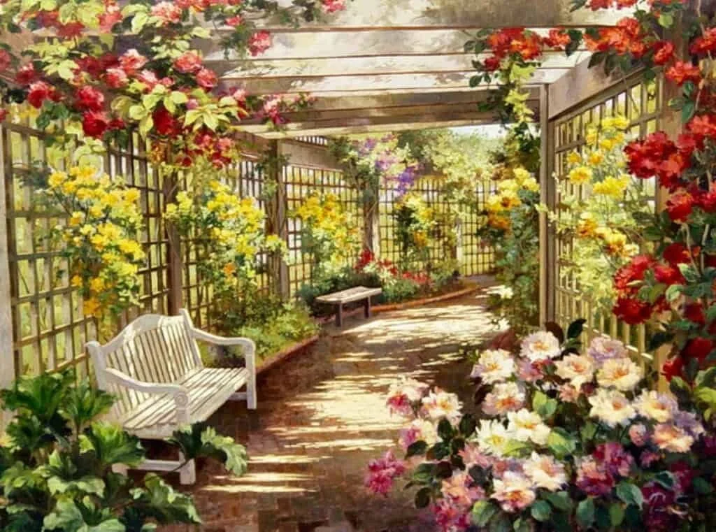 “Garden Gazebo” by Elizabeth Pena, Size 48" × 36″