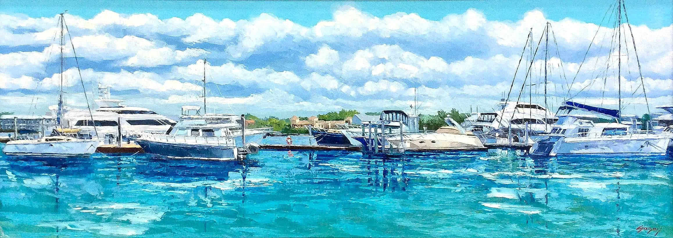 “Naples Marina” by Mauricio Garay, size 60" x 24″