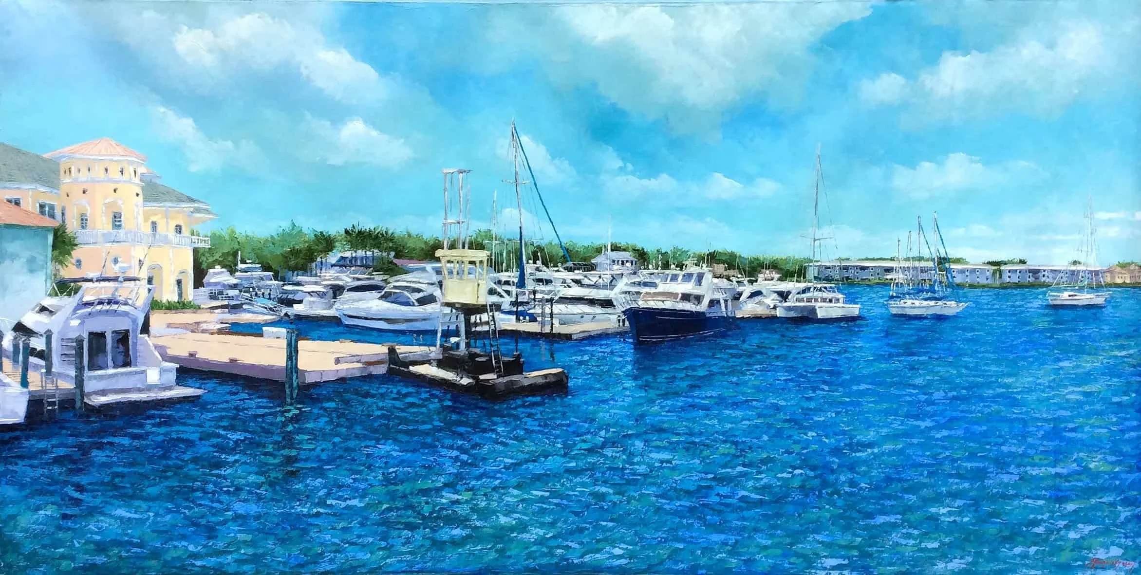 “Florida Marina” by Mauricio Garay, size 72" × 36″