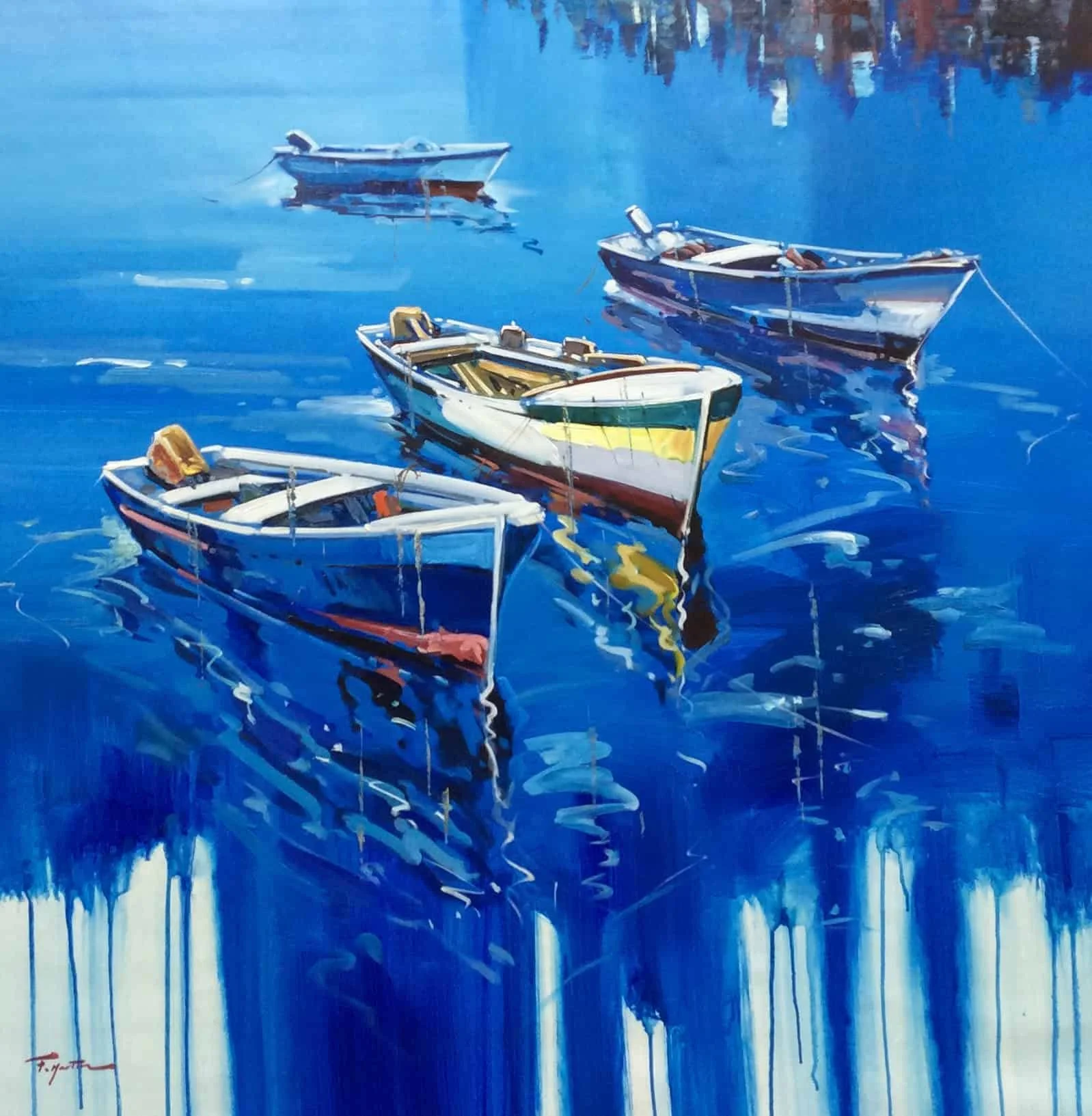 “Out Boating I” by Fran Martin, size 47w x 47h