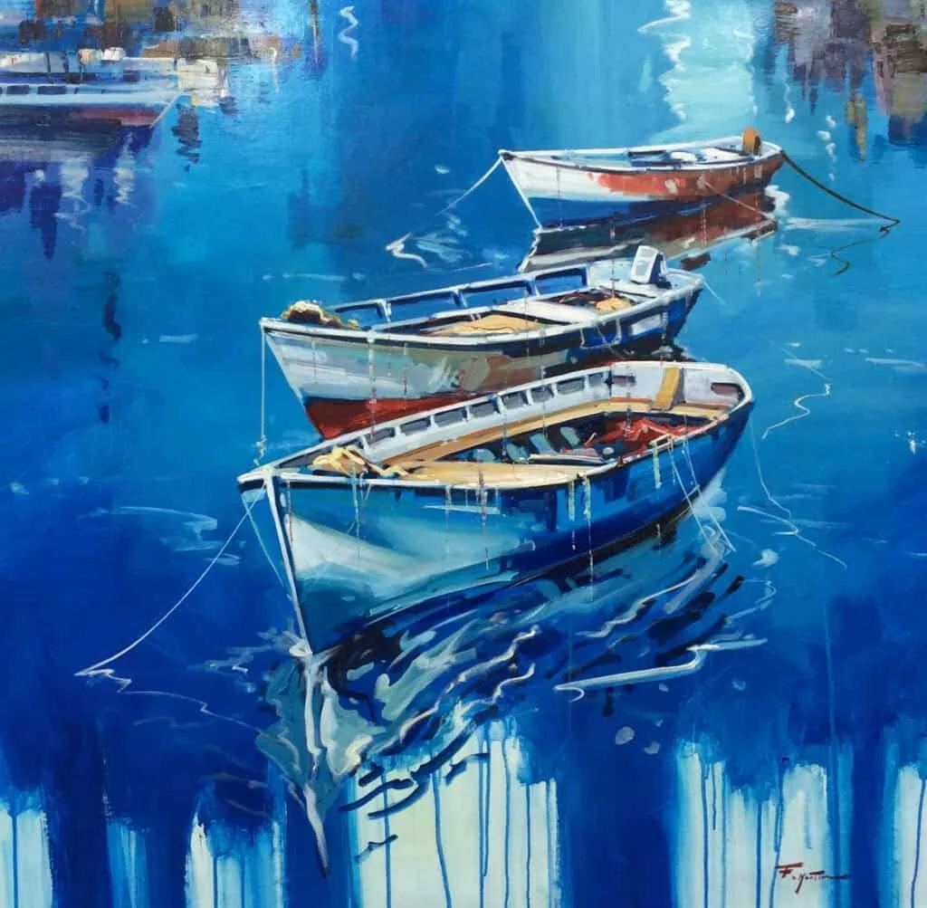 “Out Boating II” by Fran Martin, size 47w x 47h