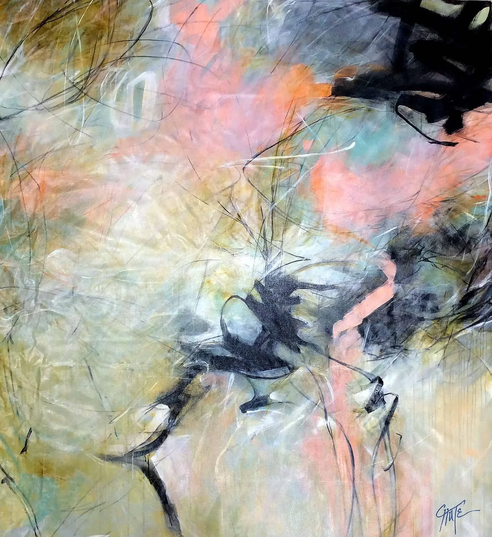 “Garden Mist” by Patricia Chute, size 58" × 60″