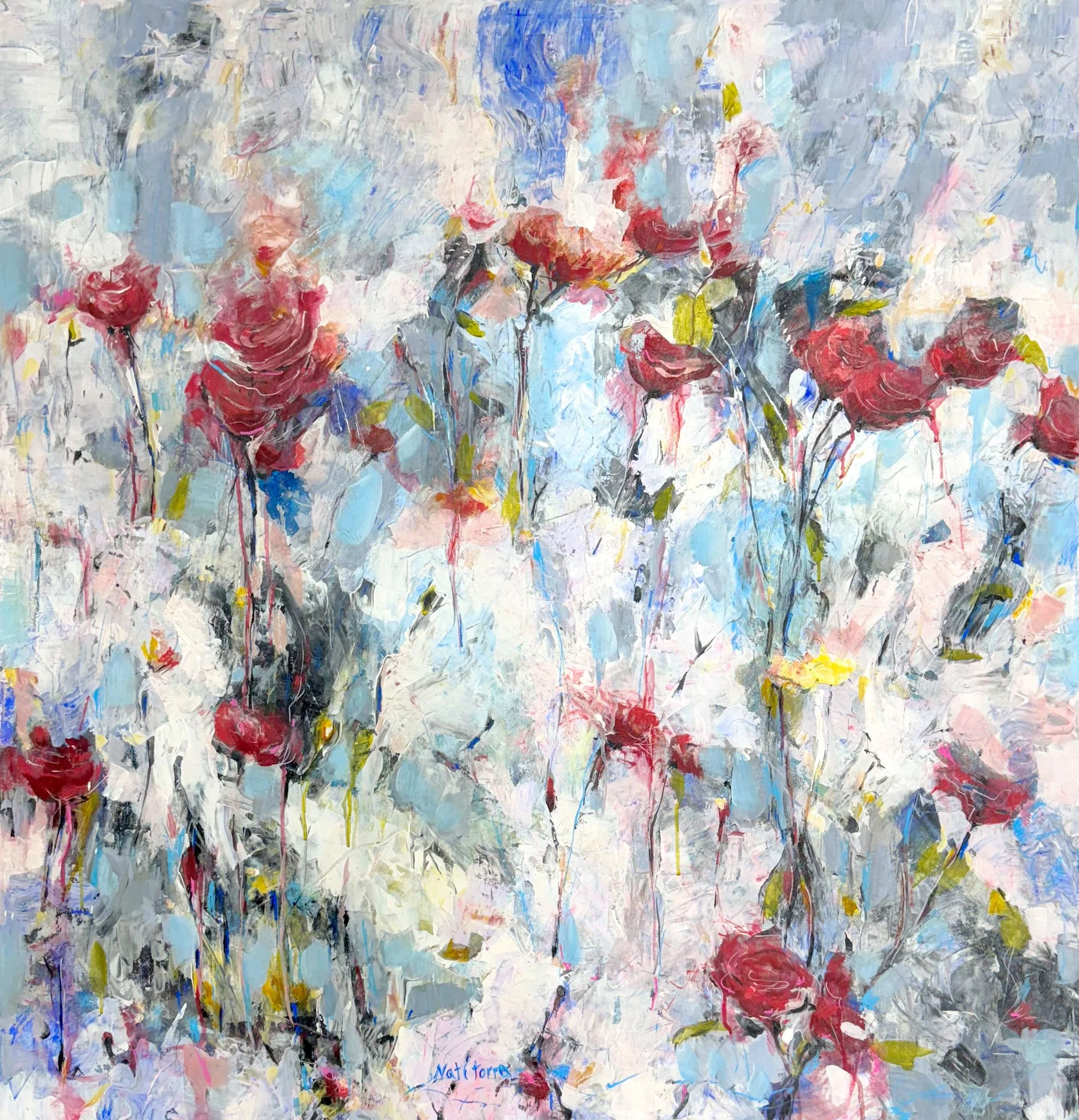 “Flora Homage” by Torres, size 43″ x 43″