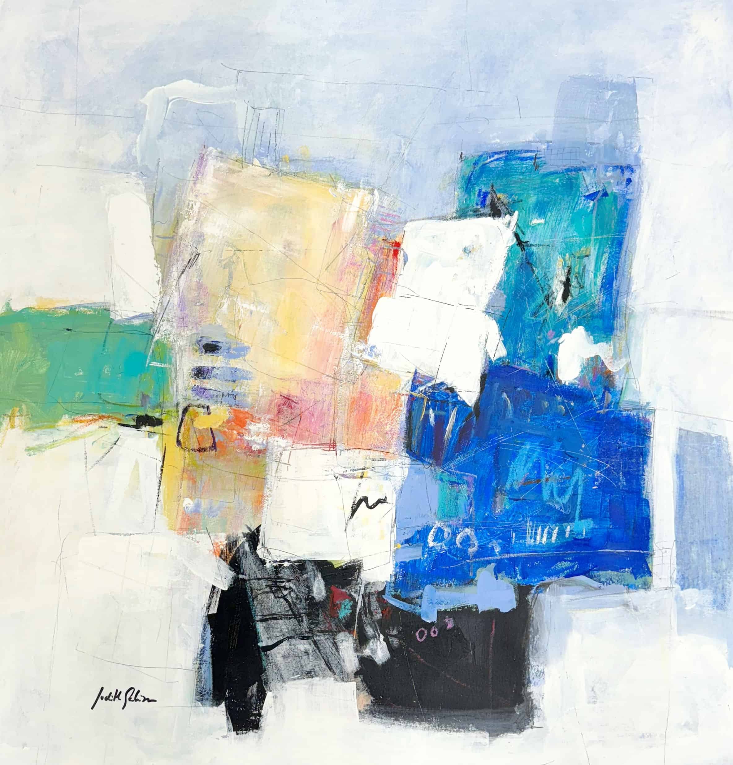 “Abstract Color Block ll” by Judith Galiza, size 40" × 40″