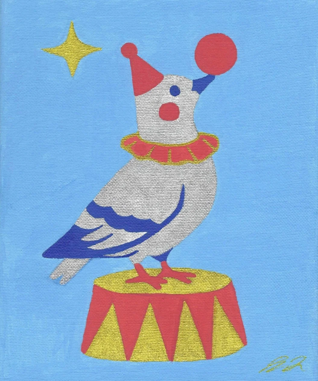 Pigeon Circus, 2025, Acrylic Marker on Canvas