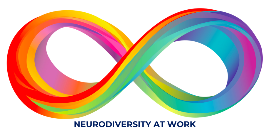 Colorful infinity symbol representing diversity, with the text "Neurodiversity at Work" underneath.
