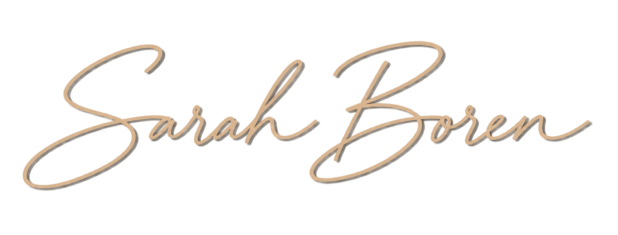 Neon sign that reads 'Sarah Boren' in cursive script.