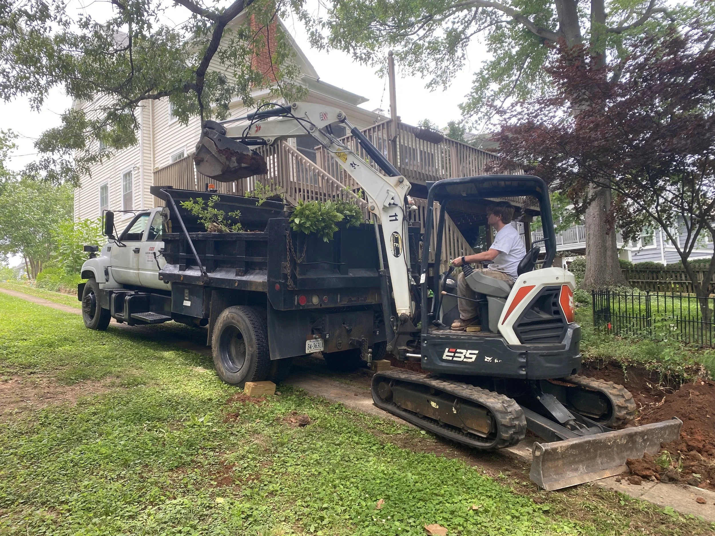 Oakwood Landscapes excavating for a new retaining wall