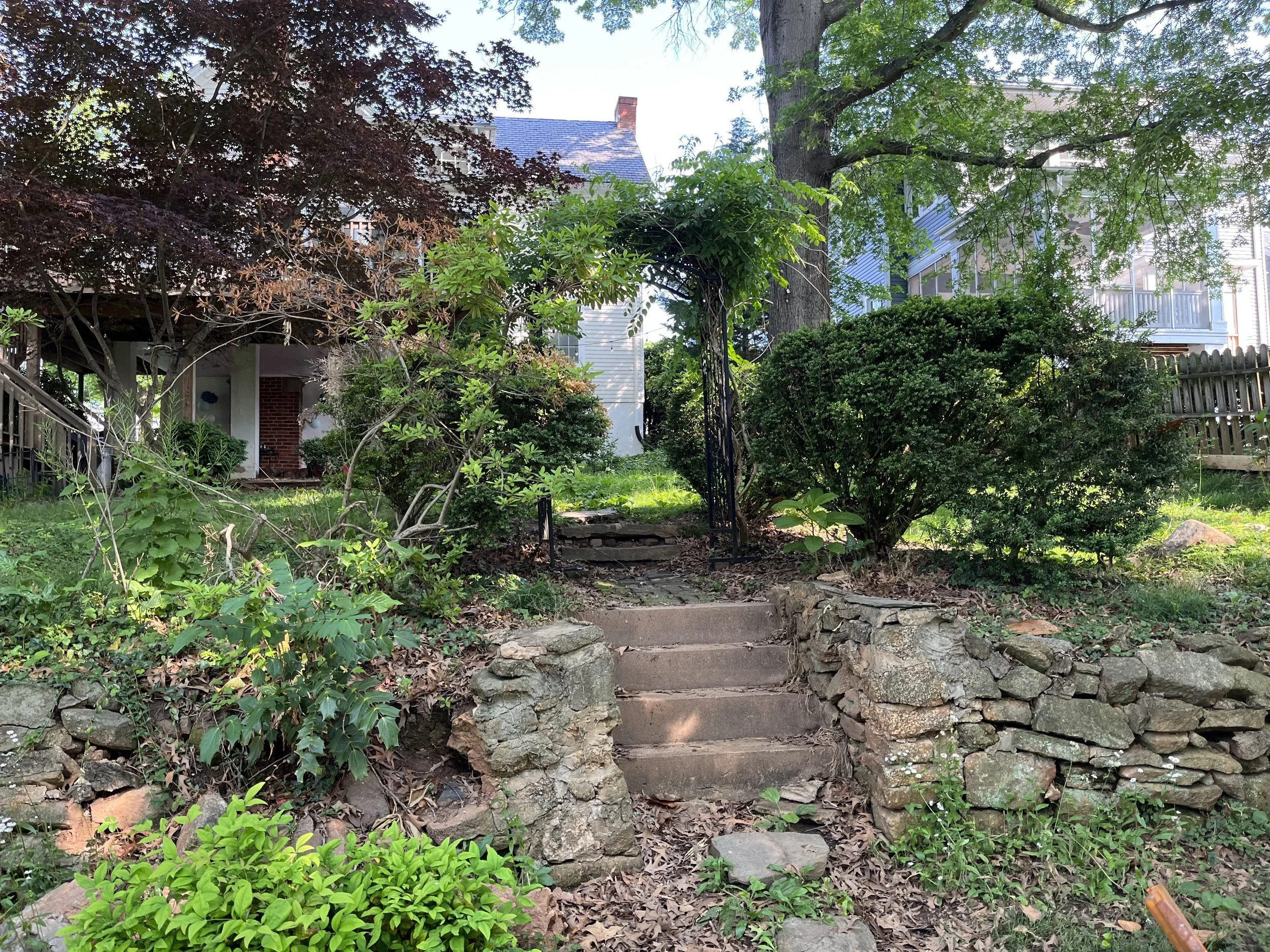 Before photos of retaining wall replacement