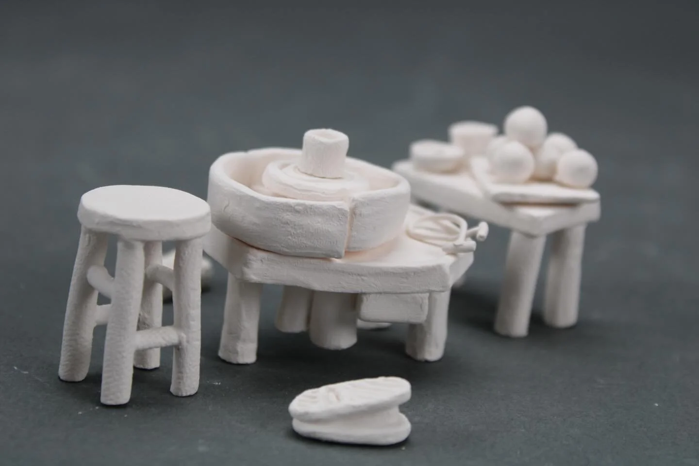 &ldquo;Meditation&rdquo;, 2024
Porcelain 

A little throwback to when I created a tiny throwing wheel out of porcelain clay. I am missing the meditative qualities of throwing so much right now. I would lose myself in the process and have a conversati