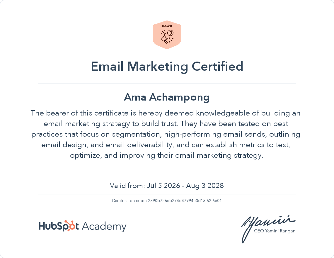hubspot email marketing certification