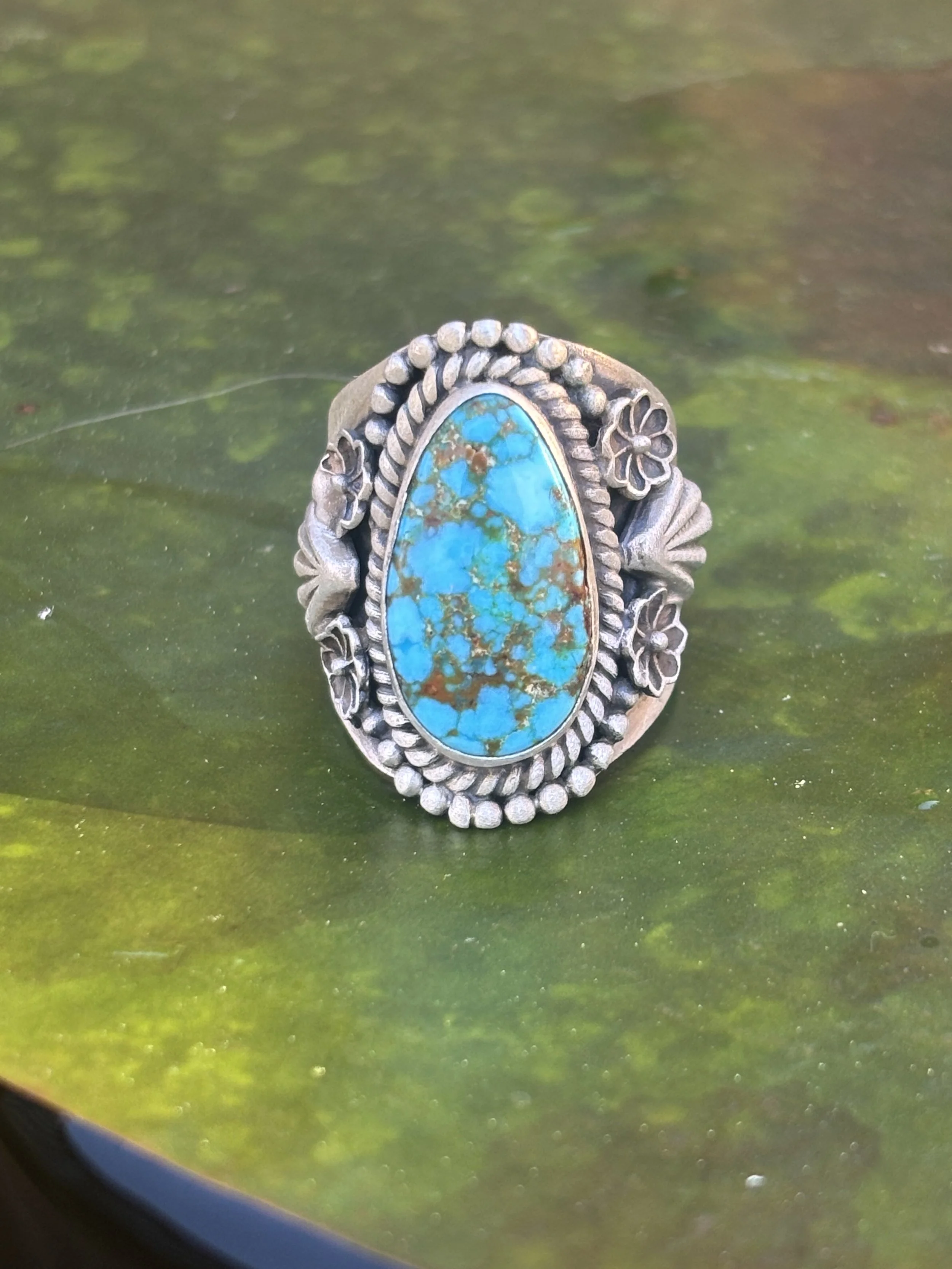 Sterling Cigar Band with Kingman Web Turquoise