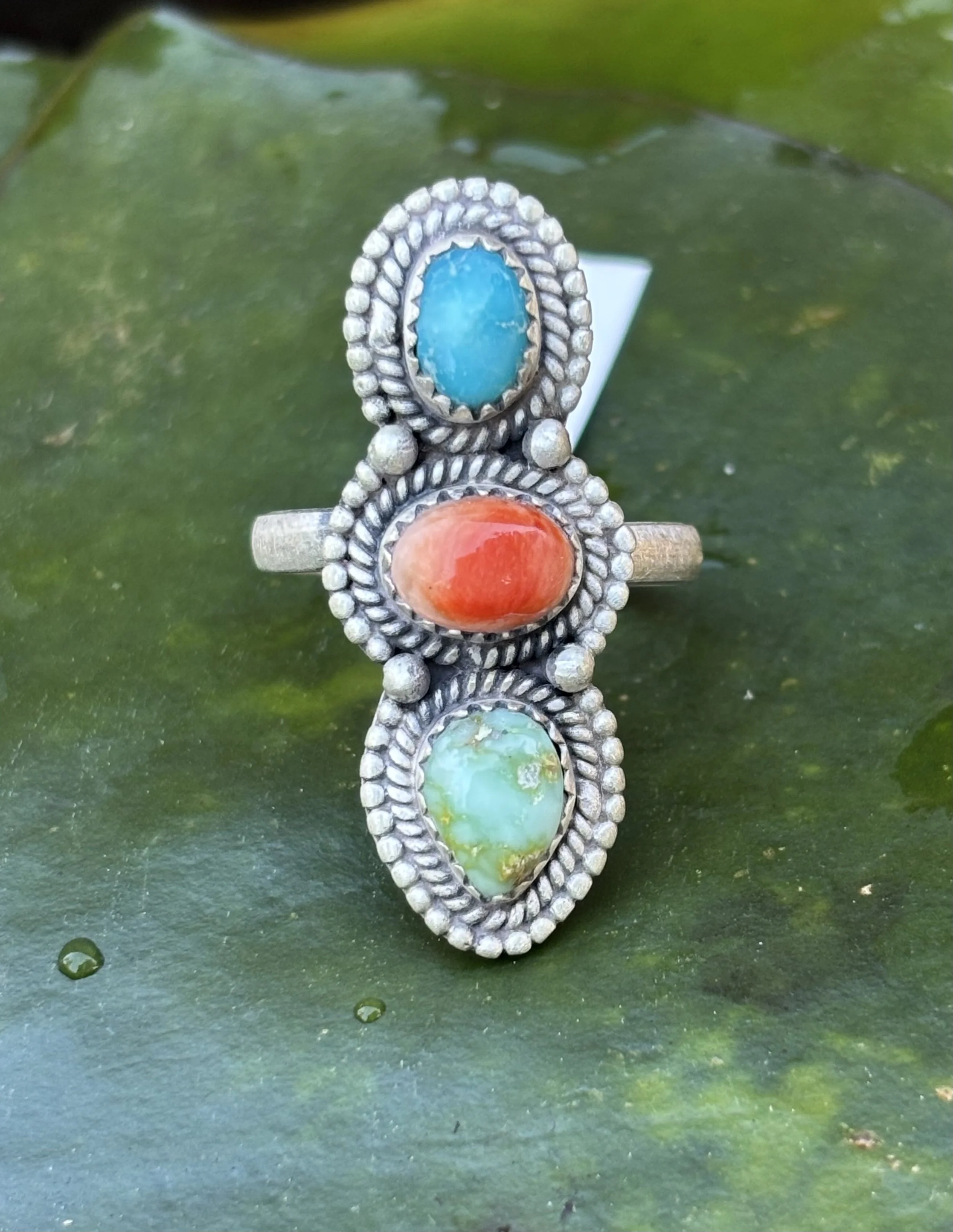 Adjustable Sterling and Multi-Stone Ring